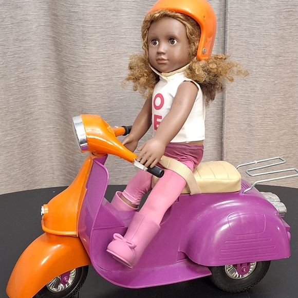 Our Generation Orange and Purple Toy Scooter and Our Generation Doll - Picture 2 of 8